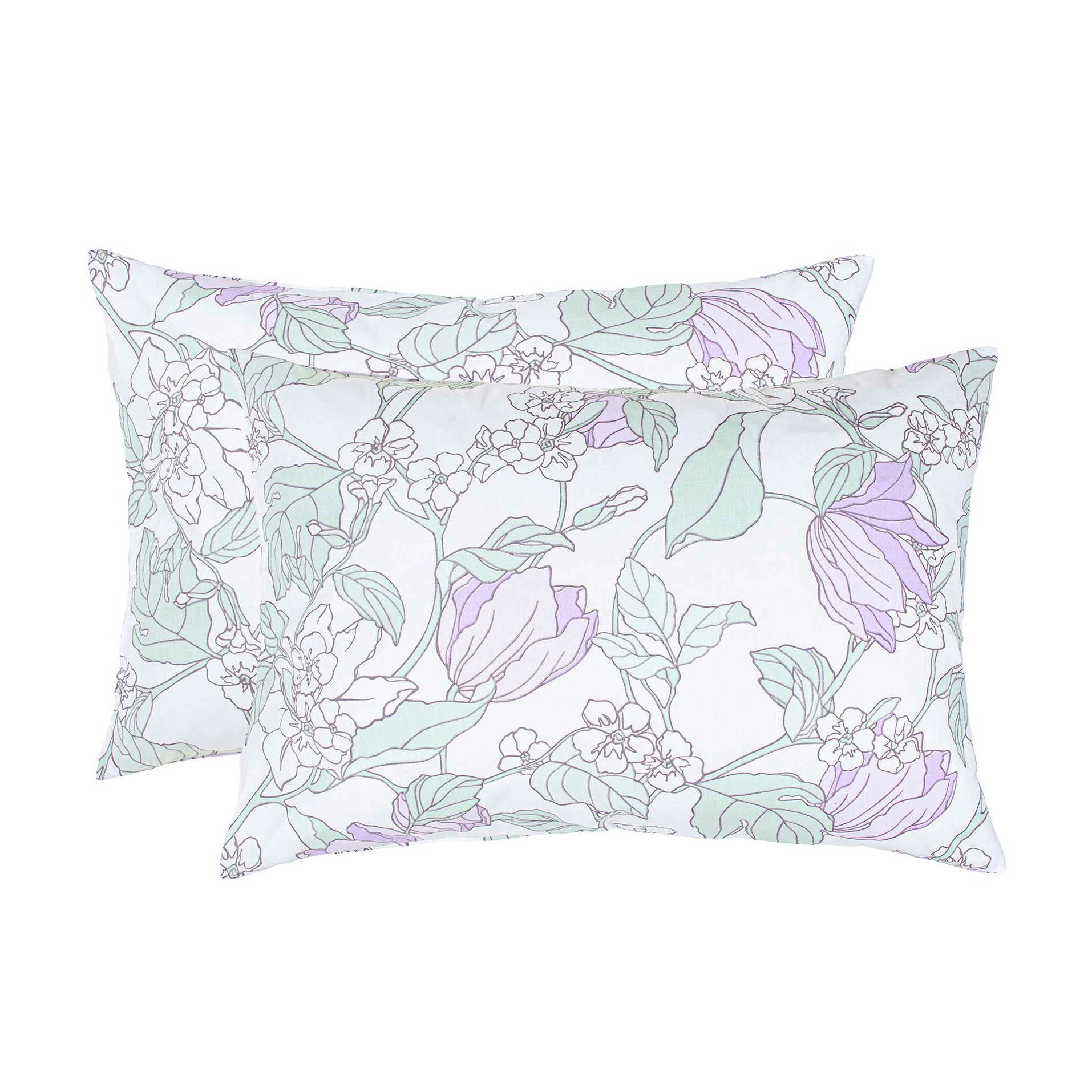 Наволочка бязева Home Line Весняний вечір, лілова-ментолова, 50*70 см, 2 шт (173845)